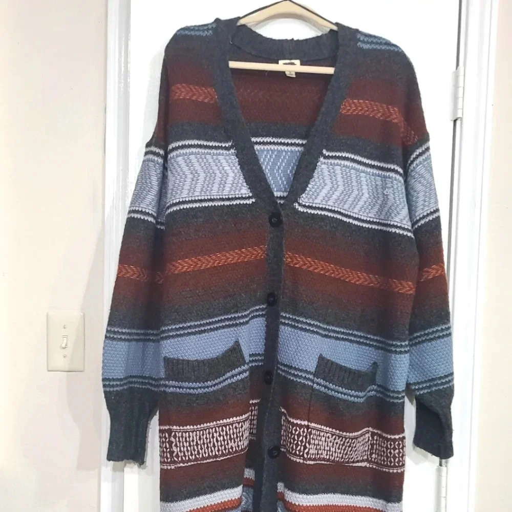 ANA Aztec print colorful stripped cardigan size XL